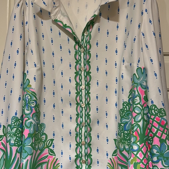 Lilly Pulitzer tavia top blouse XL white green work - Picture 7 of 9